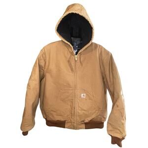 Carhartt J140 Duck Active Jacket XL Reg Distressed Workwear Flannel Lined Hoodie